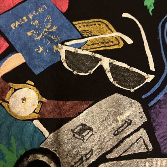 VINTAGE Kolorway USA Hand Painted 3/4 Sleeve Shirt travel passport vacation - Picture 8 of 8